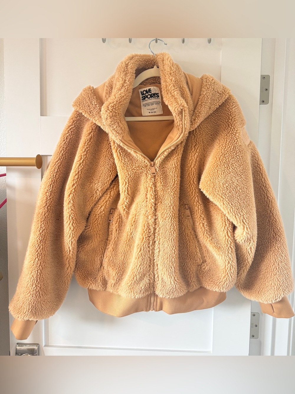LOVE SPORTS Camel Teddy Zip-Up Hooded Jacket